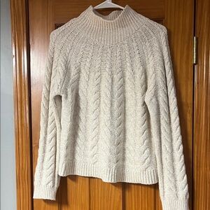 Knox Rose Cream Cable Knit Turtleneck Sweater